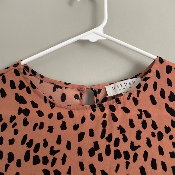 Hayden Orange/Coral and Black Abstract Animal Print Dress - Picture 3 of 7